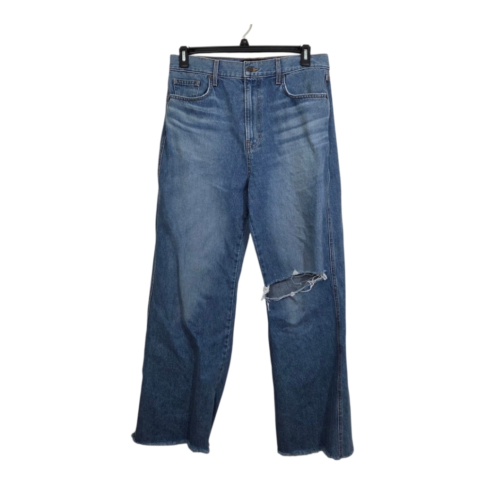 Veronica Beard Jeans Taylor Relaxed Wide Leg Enough Said Distressed Size 31 Boho